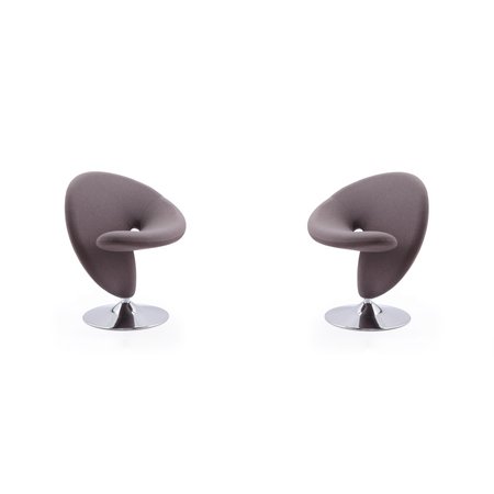 MANHATTAN COMFORT Curl Swivel Accent Chair in Grey and Polished Chrome (Set of 2) 2-AC040-GY